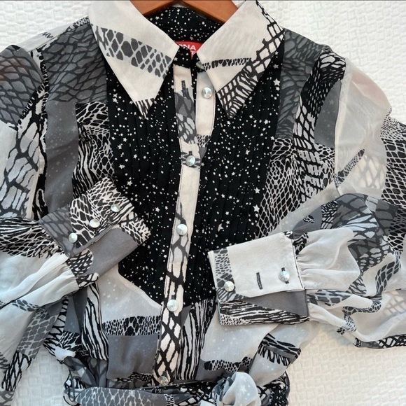 Kirna Zabete For Target Black, Grey And White Abstract Stars High-Low Dress - Picture 11 of 16